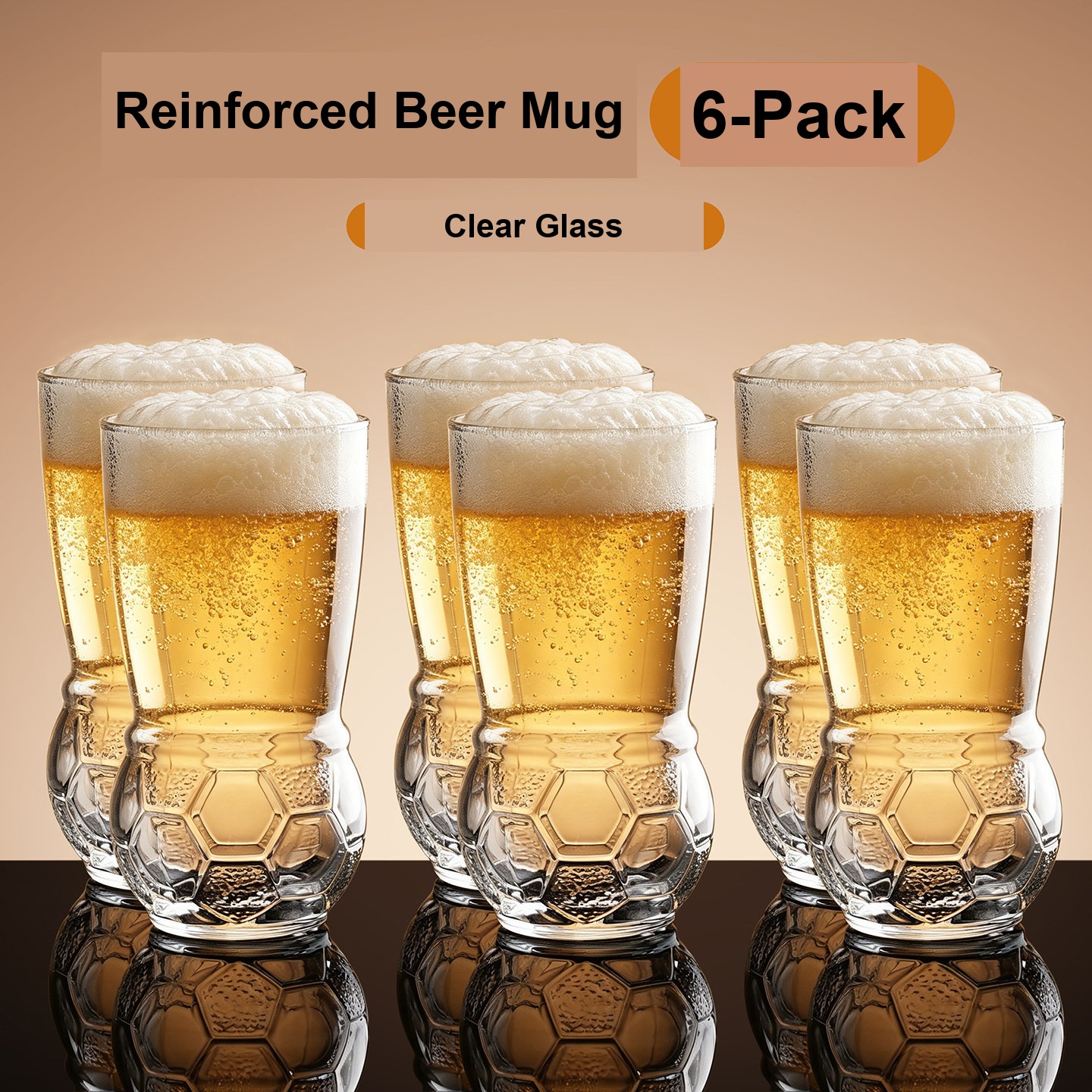 FIFA Football-Shape Glass Beer Mug — Thick-Base Craft Pint for Fan Bars