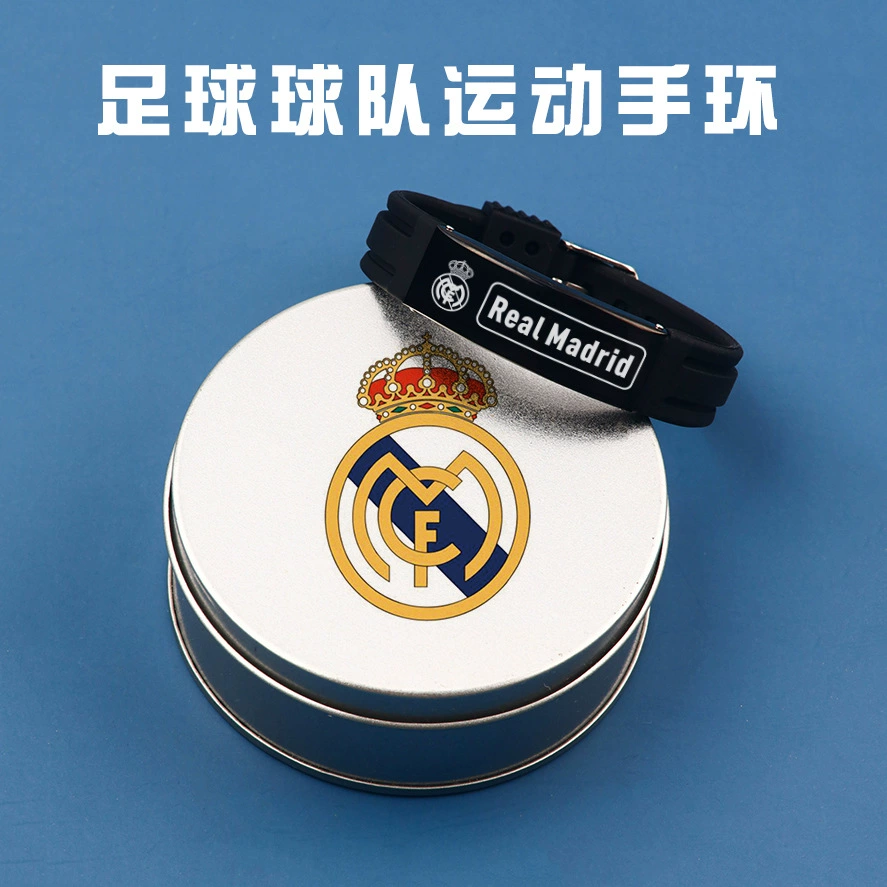 Football Club Wristband Gift Box — 9 Teams (Real Madrid, Barcelona, Man Utd, Chelsea, Milan, Juventus, Bayern, PSG, Liverpool)
