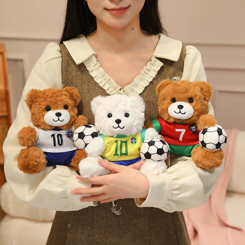 2026 World Cup Football Plush Toy Collection — National Team Bear Mascots (Brazil, France, Spain, Argentina, England, Portugal, USA, Canada, Mexico)